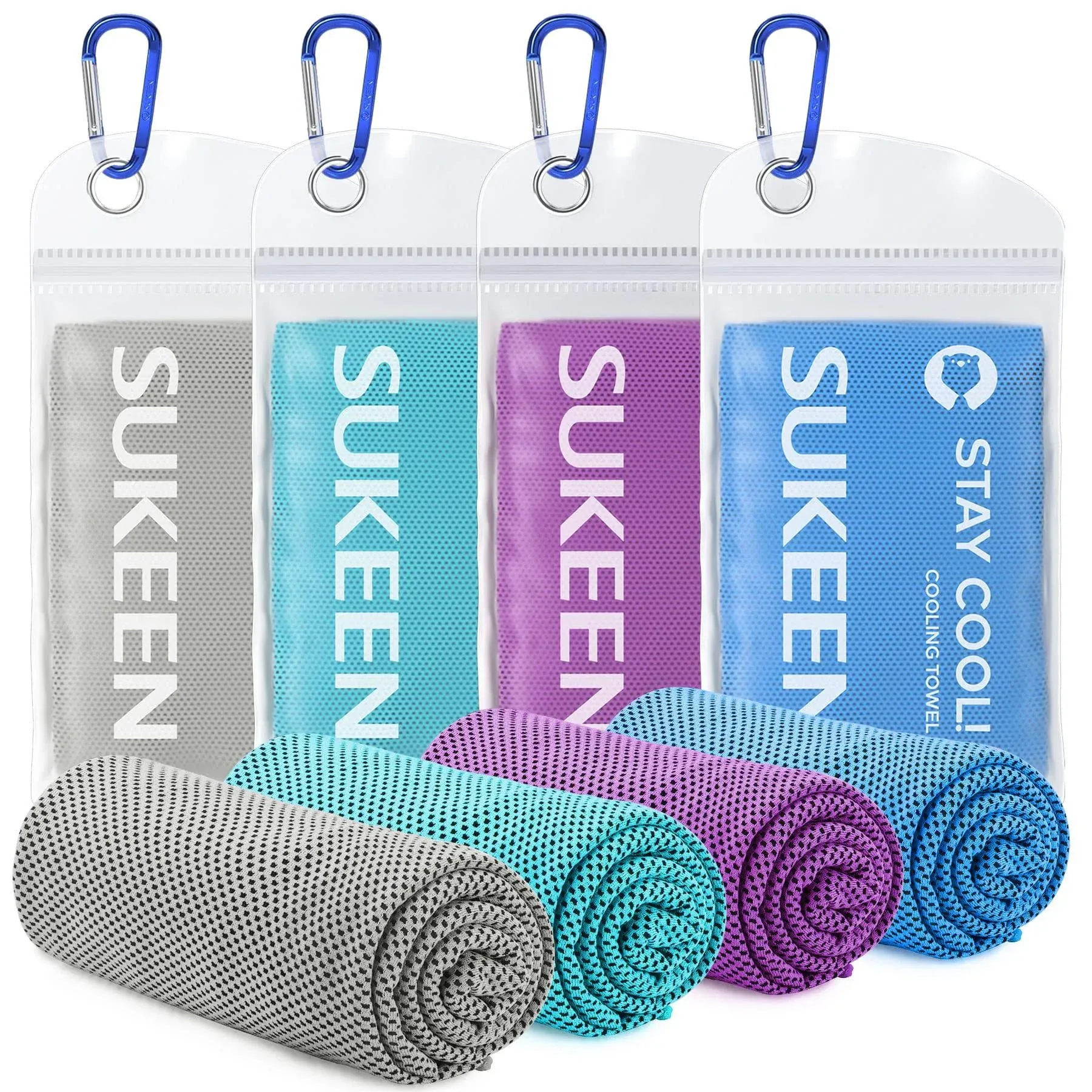 Sukeen [4 Pack] Cooling Towel 40"x12",Ice Towel,Soft Breathable Chilly Towel,Mic