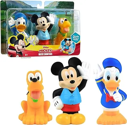 Disney Jr Mickey Mouse Bath Toy Set, Mickey Mouse, Donald Duck, and Pluto