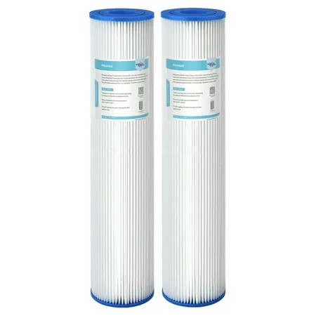 Membrane Solutions 50 Micron 20 x4.5 Washable Pleated Sediment Water Filter for Big Blue Whole House 2 Pack