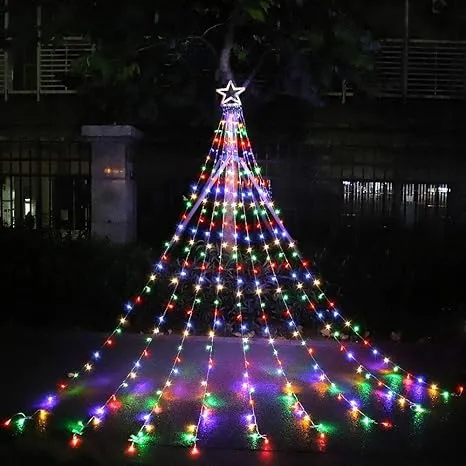 Multicolor Christmas Star Lights: 11.5 Ft 317 LED Outdoor Lights with 8 Modes