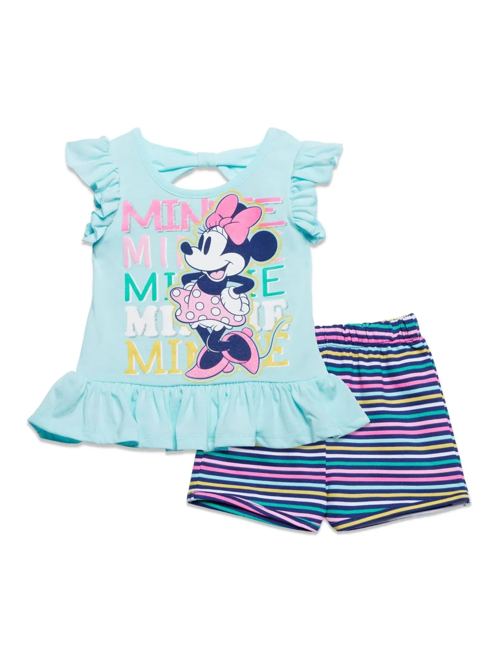 Disney Minnie Mouse Little Girls Tank Top and French Terry Shorts Blue 6X, Girl's