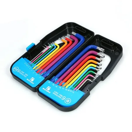 Tomshoo Industrial Grade Allen Wrench Set 18PCS Multicolour L Key Set Metric Star Long Arm Ball End Hex Key Set with Holding Case