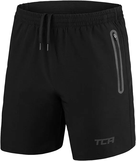 TCA Men's Elite Tech Lightweight Running or Gym Training Shorts with Zip Pockets ...