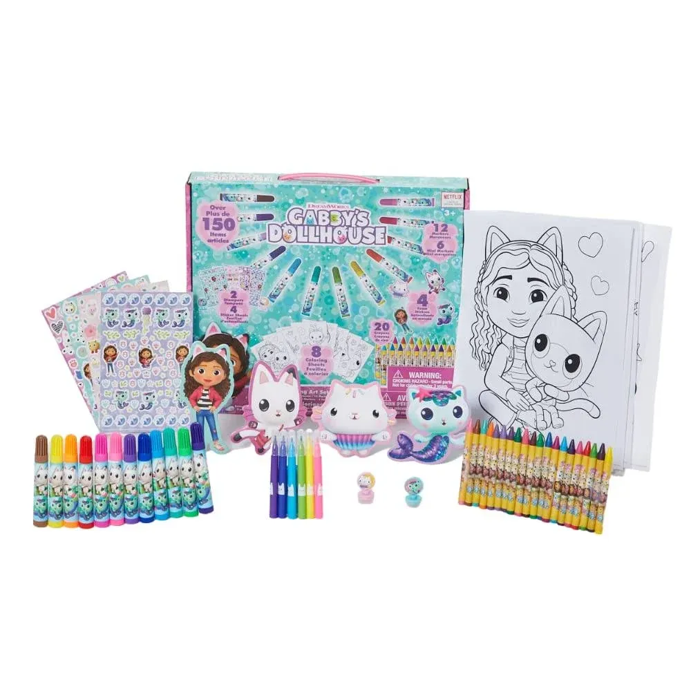 Innovative Designs Gabby's Dollhouse Coloring Art Set for Kids with Stickers and Stampers, 150+ Pieces