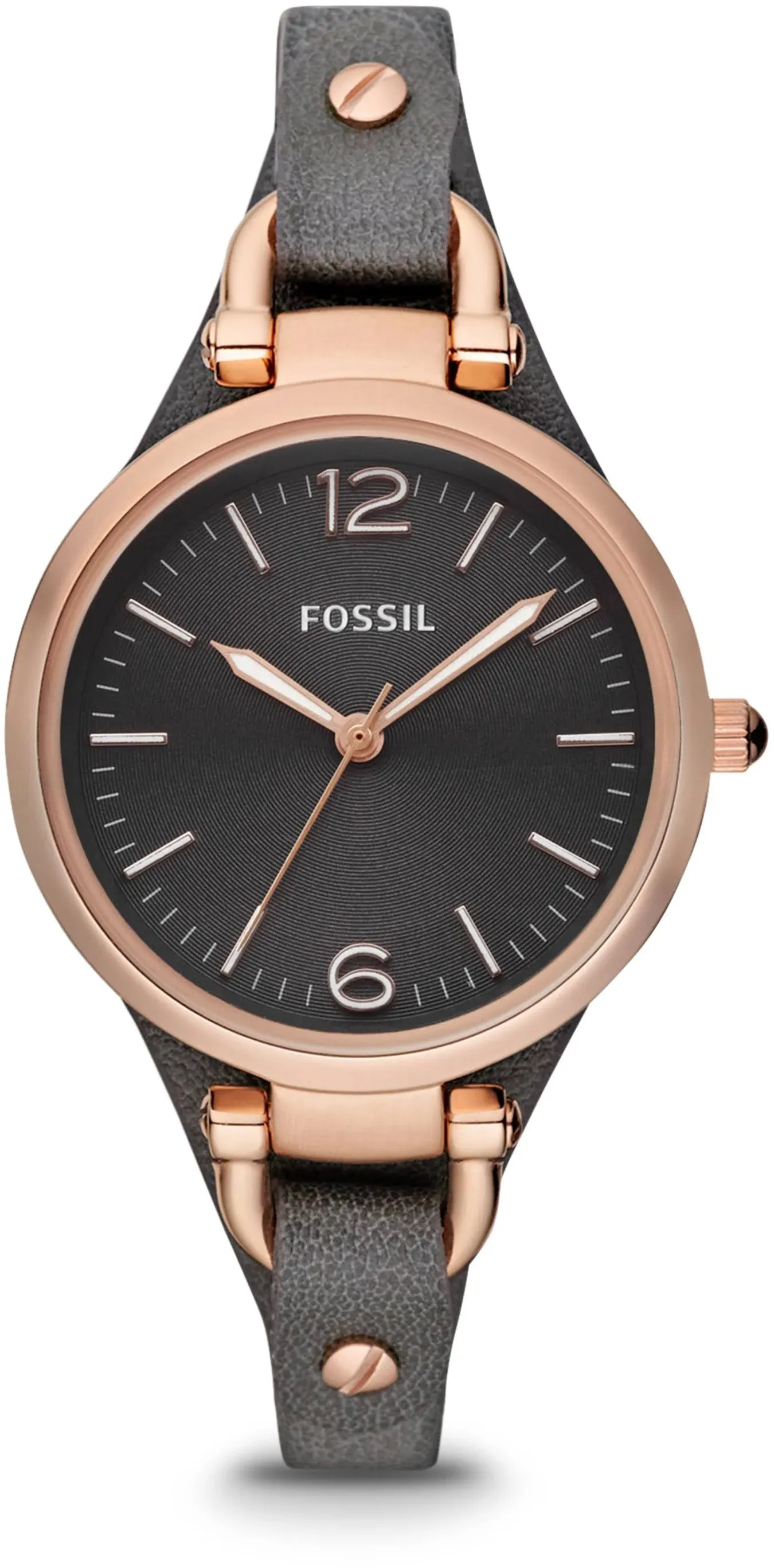 Fossil Women&apos;s Georgia ES3077 Grey Calf Skin Analog Quartz Dress Watch