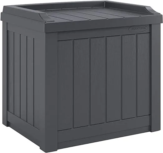 Suncast 22 Gallon Outdoor Patio Small Deck Box with Storage Seat, Cyberspace