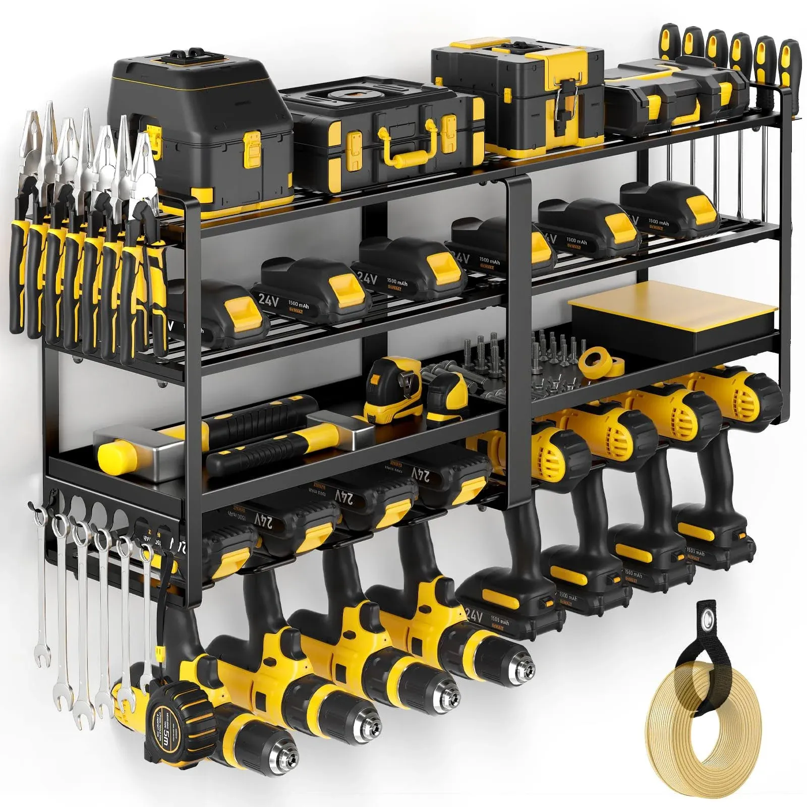 POKIPO Power Tool Organizer Wall Mount, Extended Large Heavy Duty Drill Holder, 4 ...