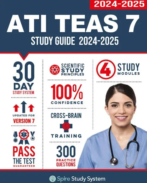 ATI TEAS 7 Study Guide: Spire Study System's ATI TEAS 7th Edition Test Prep Guide ...