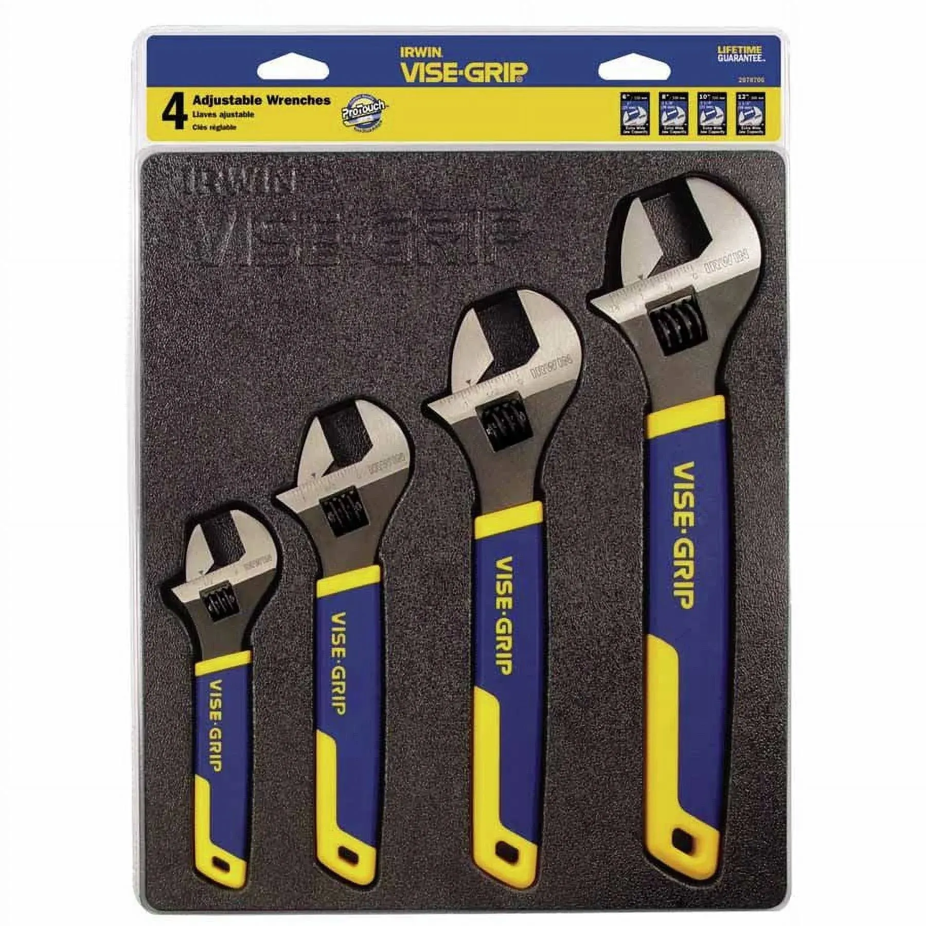 4-pc Adjustable Wrench Tray Set, 6 in, 8 in, 10 in, 12 in