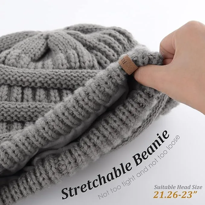 Furtalk Knit Beanie Hats for Women Men Fleece Lined Ski Skull Cap Slouchy Winter ...