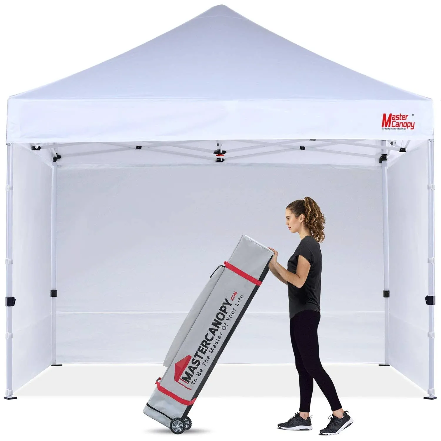 MASTERCANOPY 10' x 10' Heavy Duty Pop-up Canopy Tent Commercial Grade with 4 Sidewalls, White