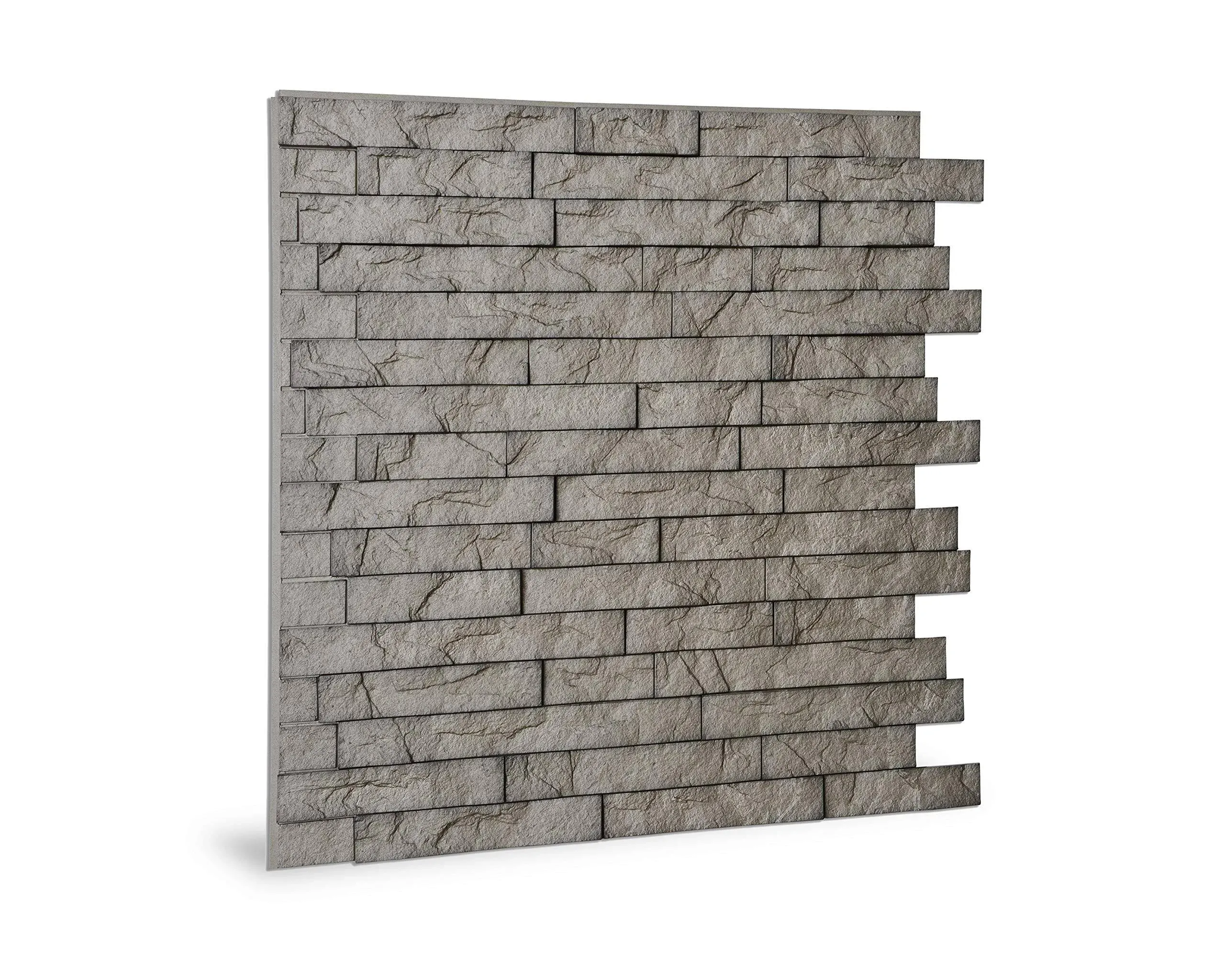 24 in. x 24 in. Ledge Stone PVC Seamless 3D Wall Panels in Portland Cement 12-Pieces