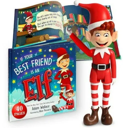 Read &amp; Feel Flexible Elf Doll Toy Can Sit on a Shelf, Stand or Lay, 10In Elf and