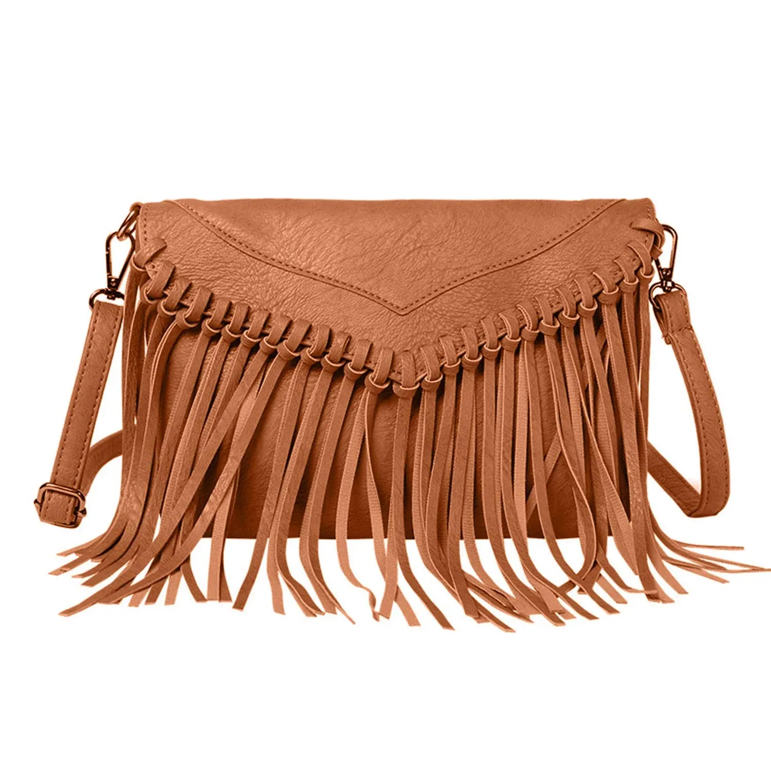 LUI SUI Women PU Leather Hobo Fringe Tassel Cross Body Bag Vintage Shoulder Hand