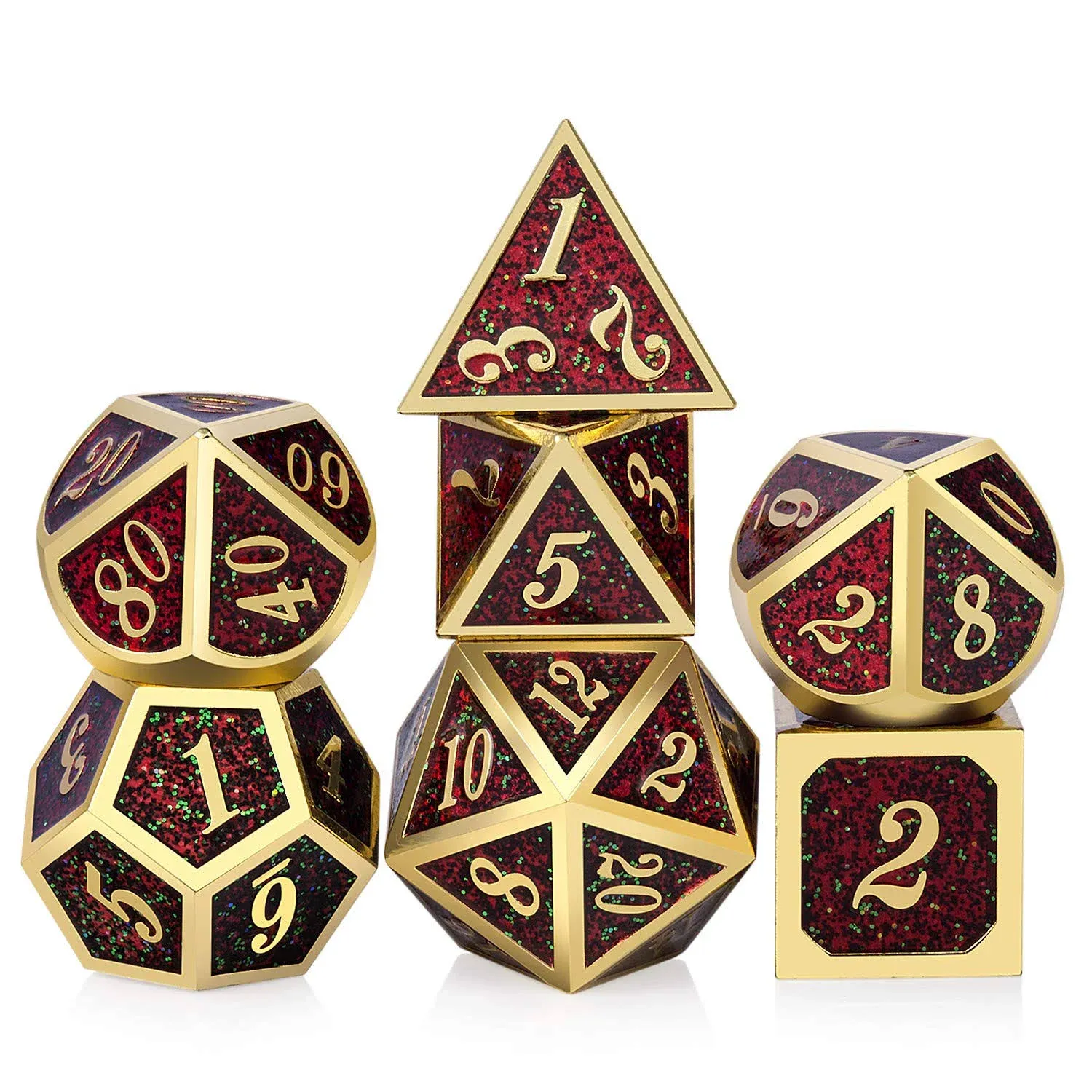 Metal Set (7) For-Dungeons &amp; Dragons RPG Cthulhu Polyhedral Colour mixing Dice