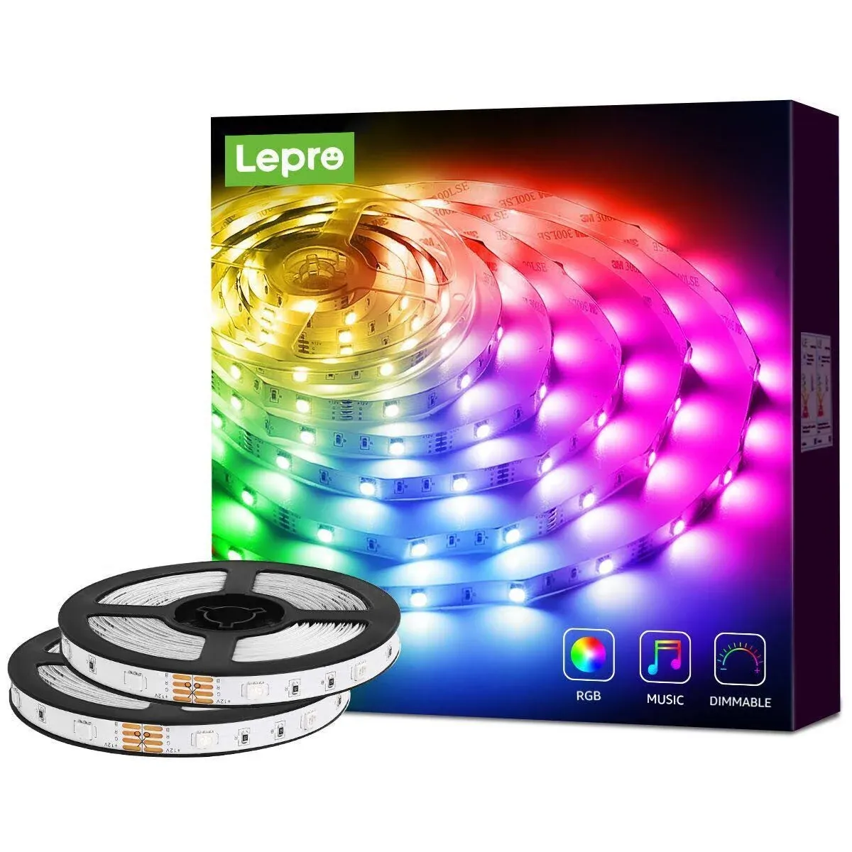 Lepro LED Strip Lights 16.4ft Music Sync MagicColor Light Strip with Remote D...