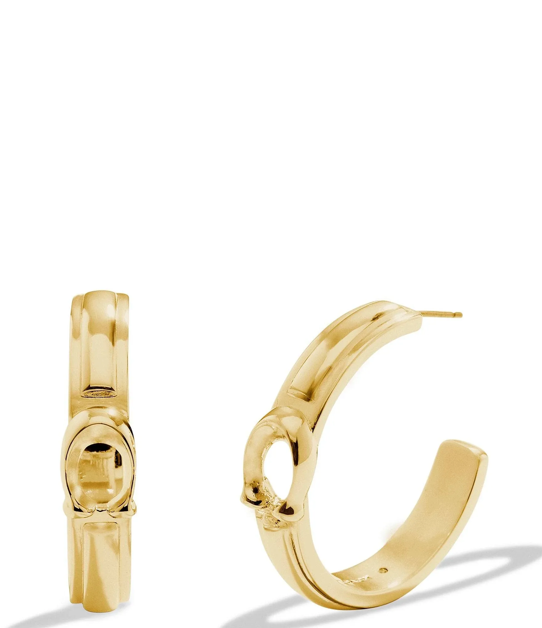 Coach Signature C Tabby Hoop Earrings - Black/Gold