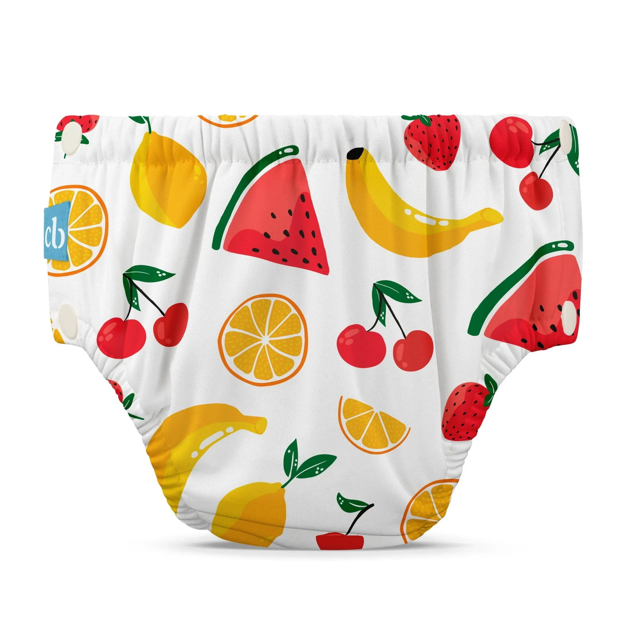 Charlie Banana Reusable Swim Diaper, Washable, with Easy On and Off Snaps for Baby Girls Boys, Soft and Snug Waterproof Fit to Prevent Leaks - Banana Fiesta, Size XS (9-14 lbs)