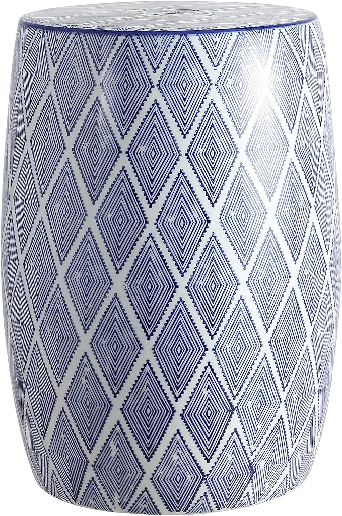 JONATHAN Y Moroccan Diamonds Ceramic Drum Garden Stool