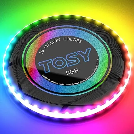 TOSY Flying Disc - 16 millions de couleurs RVB ou 36 LEDs, extrêmement lumineux, modes intelligents, éclairage automatique, rechargeable, Cool Fun Noël, anniversaire et cadeau de camping pour hommes/garçons/adolescents/enfants, frisbee 175g