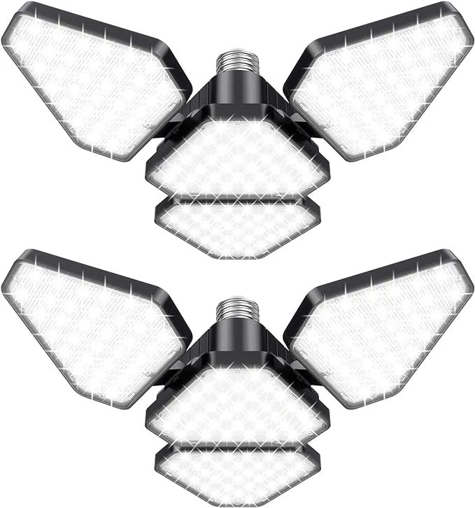 Deformable LED Ceiling Light with 3 Ajustable Panels Garage Light Workshop