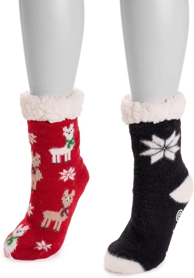 Muk Luks Women’s Cabin Socks Holiday Print