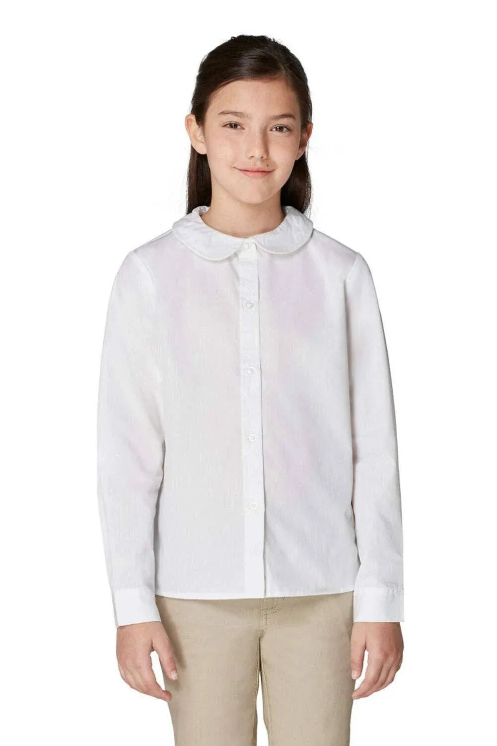 French Toast Big Girls' L/S Peter Pan Blouse (Sizes 7 – 20)