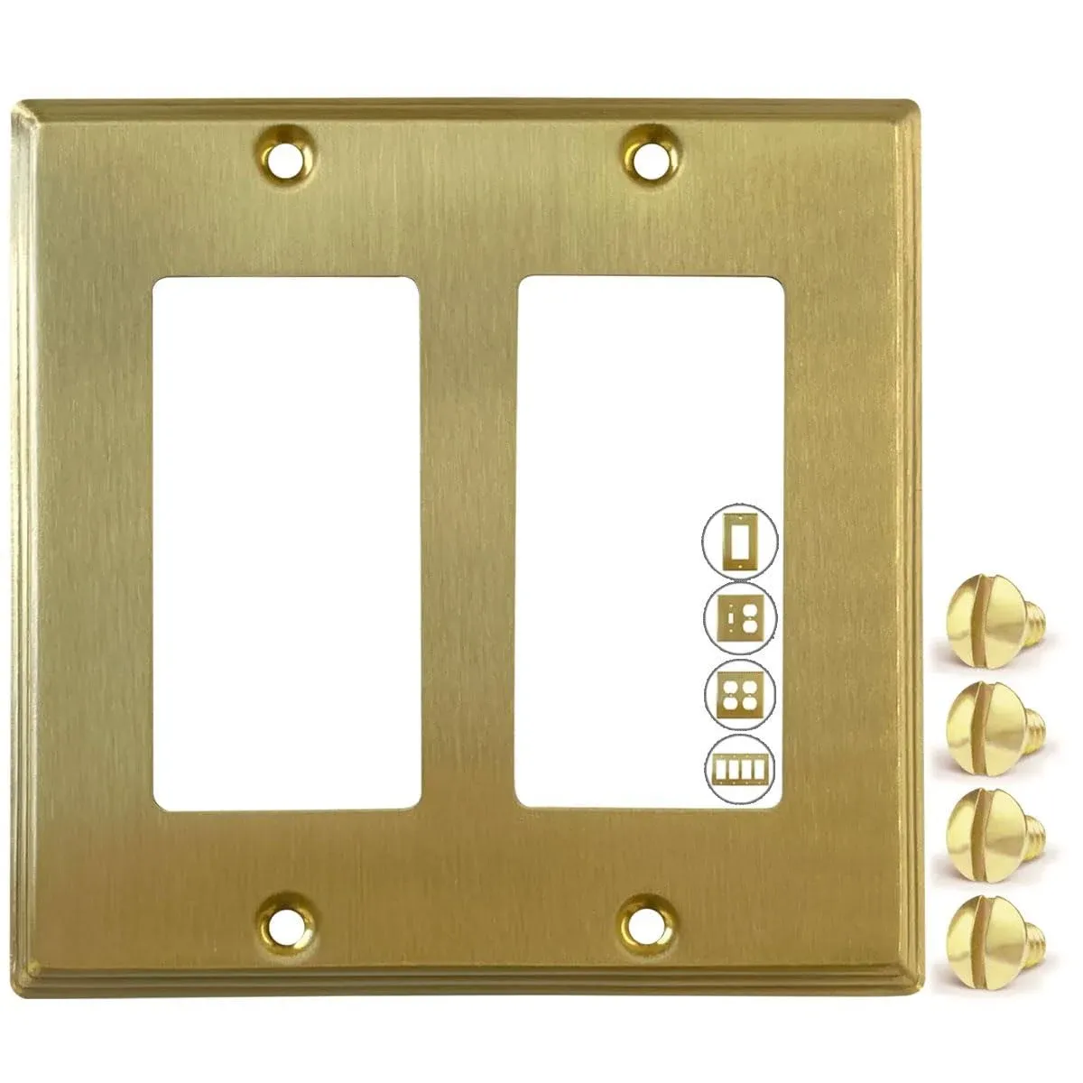 BRASS Modern Metal Gold Double Light Switch Wall Plate or Outlet Cover Wall P...