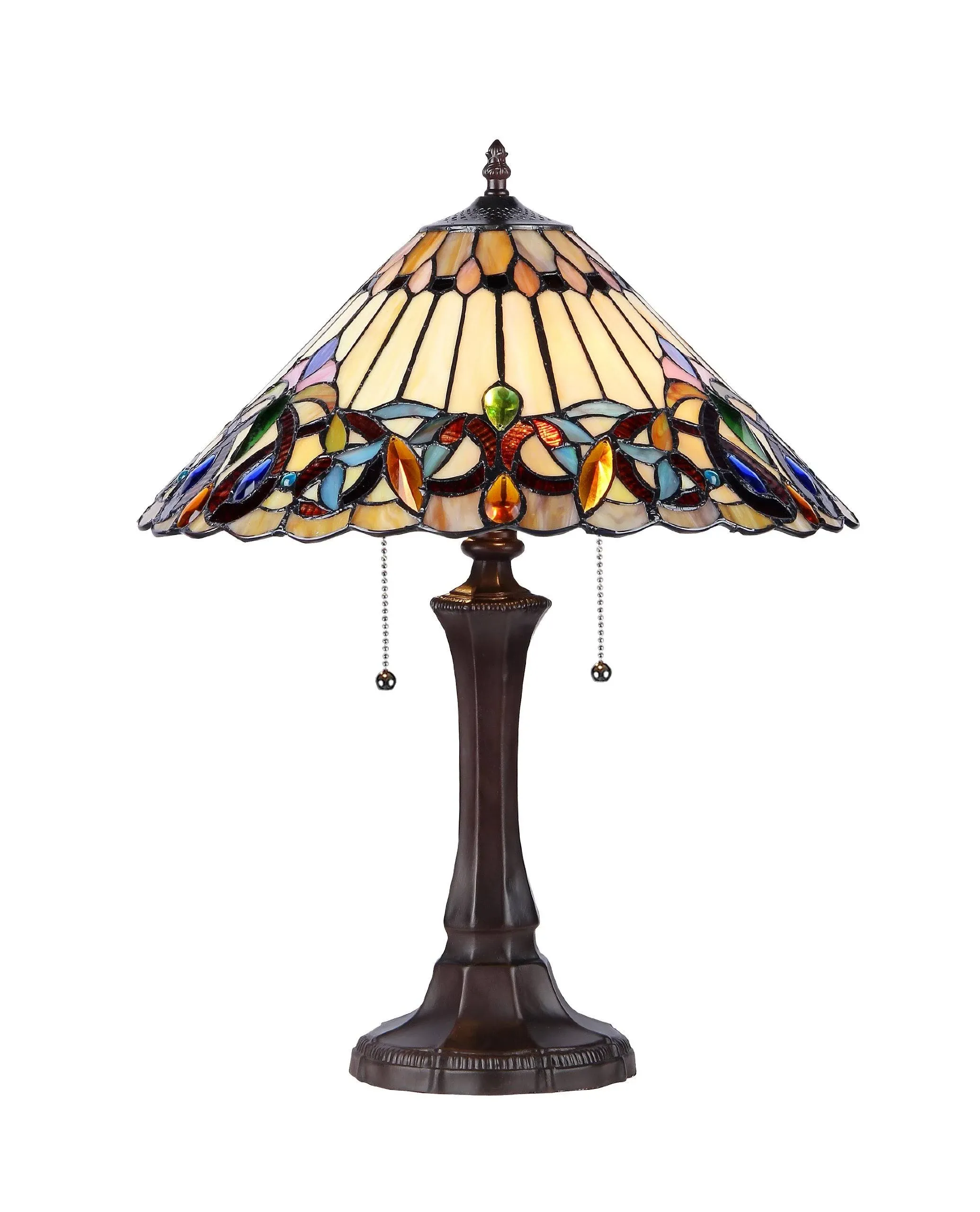 Chloe Lighting Ambrose Tiffany-style 2 Light Victorian Table Lamp 16" Shade