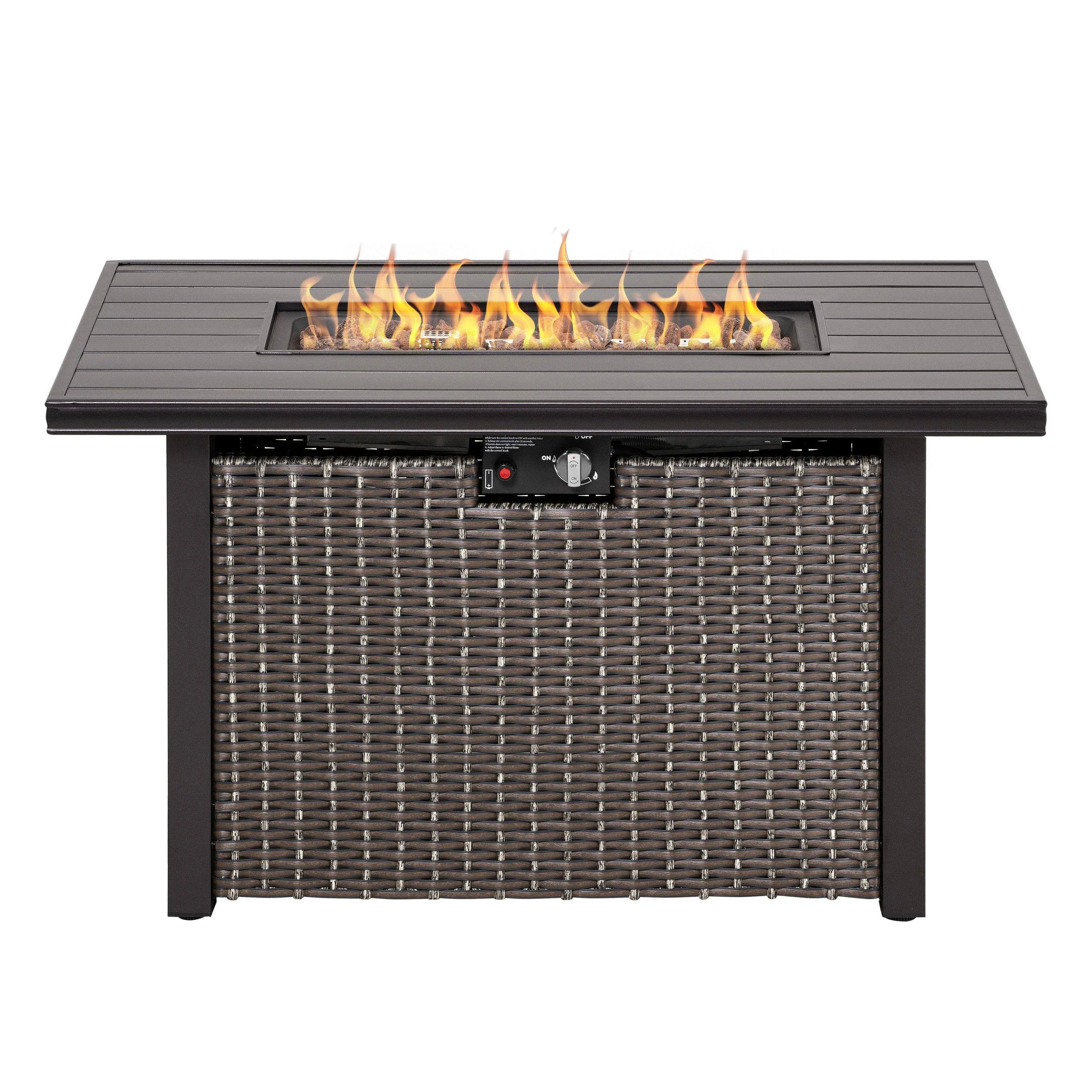 Nuu Garden 44-in W 50000-BTU Brown Aluminum Propane Gas Fire Pit Table