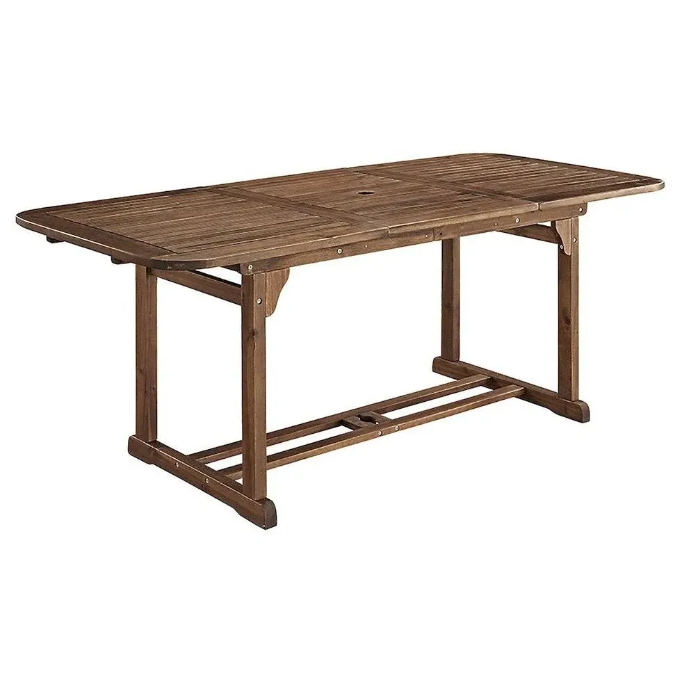 Walker Edison Acacia Wood Patio Butterfly Table, Dark Brown