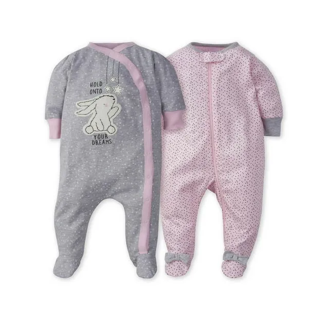 Gerber Baby Girls' 2-Pack Sleep 'N Play, Bunny Love, 3-6 Months