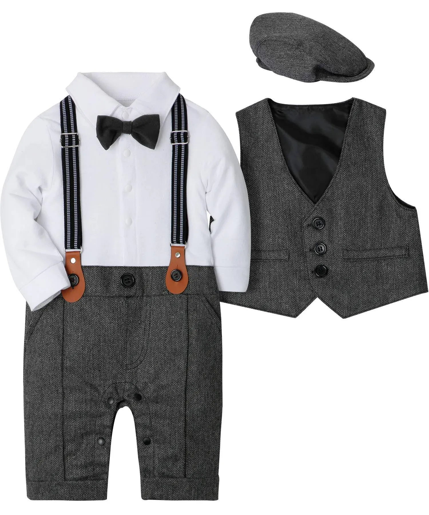 WESIDOM Baby Boy Suit Outfits Set 3pcs,Infant Tuxedo Long Sleeve Gentleman ...