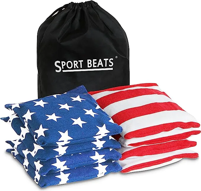 SPORT BEATS Cornhole Bags Set of 8 Regulation Weight & Size Corn Hole Bags Bean Bags for Cornhole Game Includes Carry Case