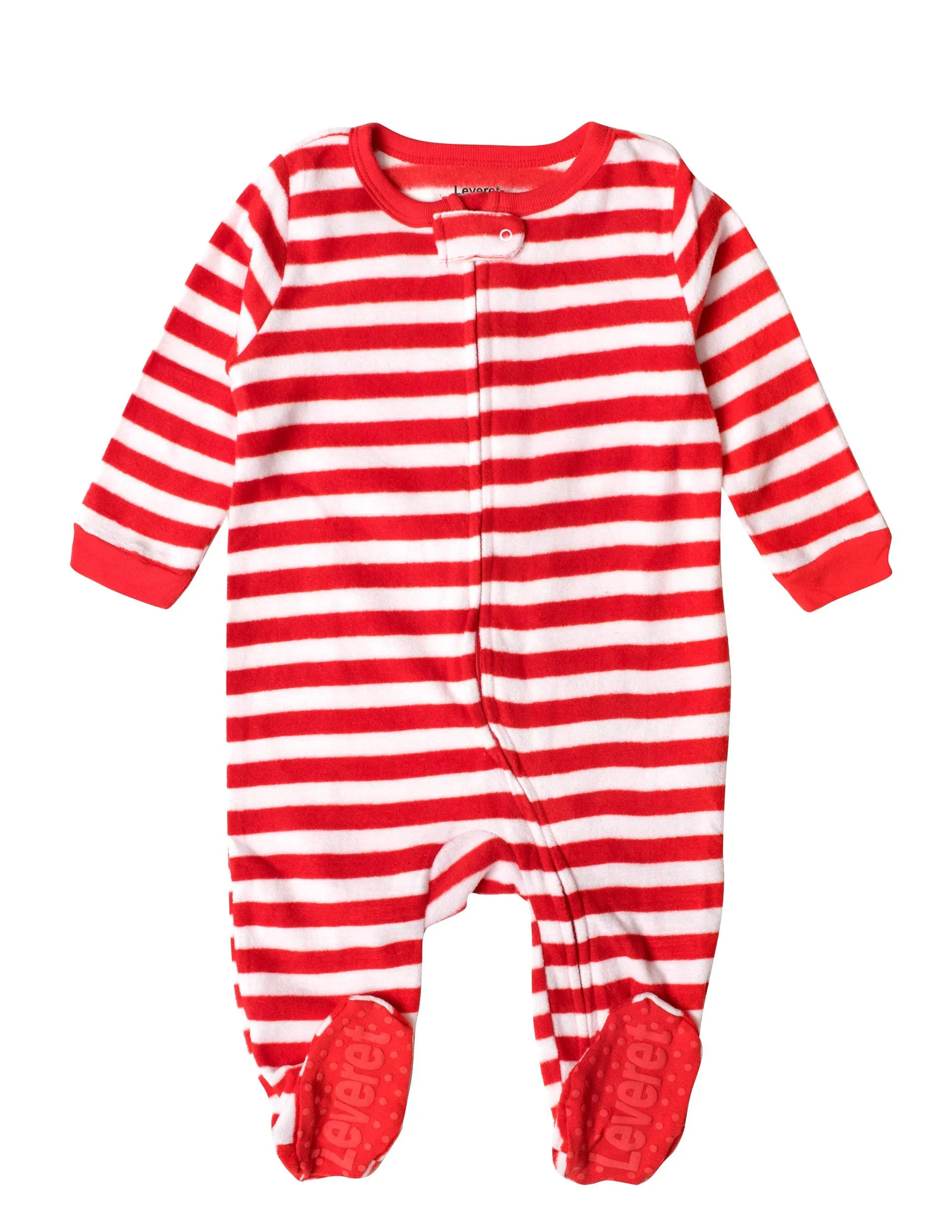 Christmas Kids Footed Fleece Pajamas Striped