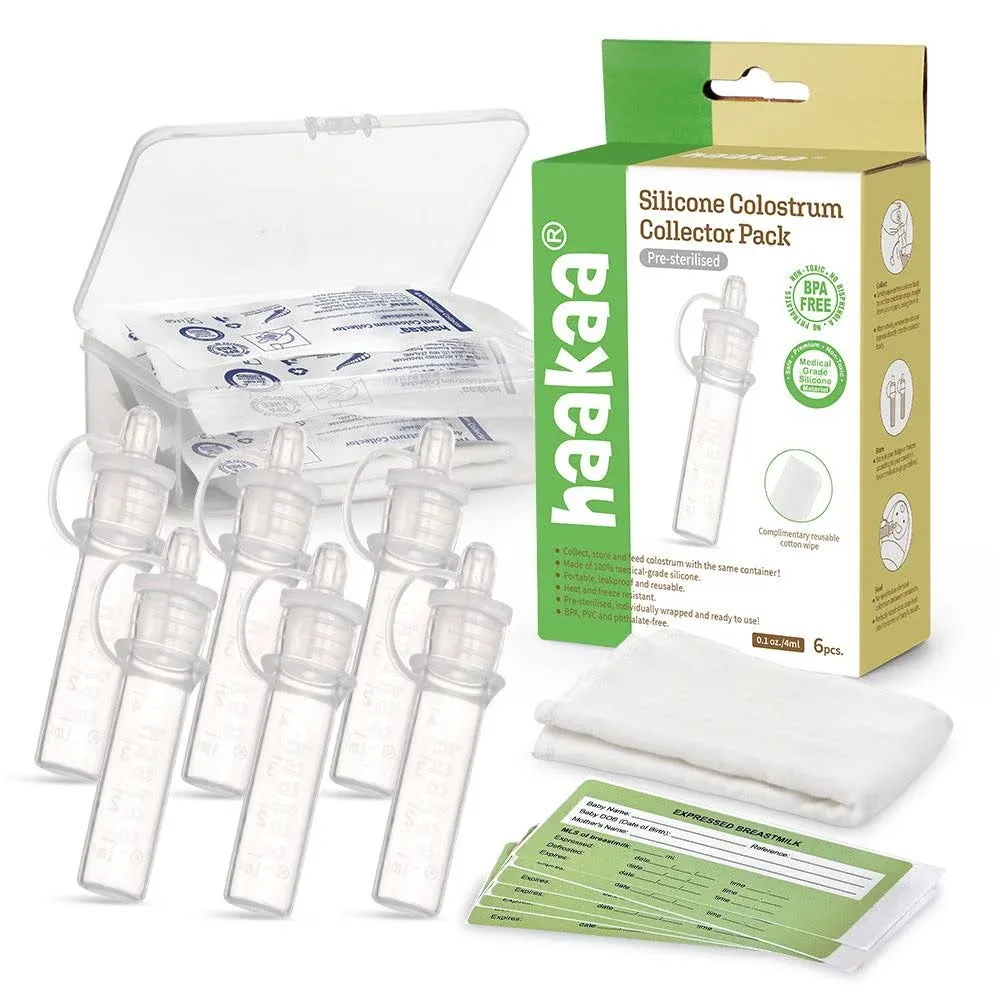 Haakaa Silicone Colostrum Collector Set 4 mL, 6 PK (Pre-Sterilized)