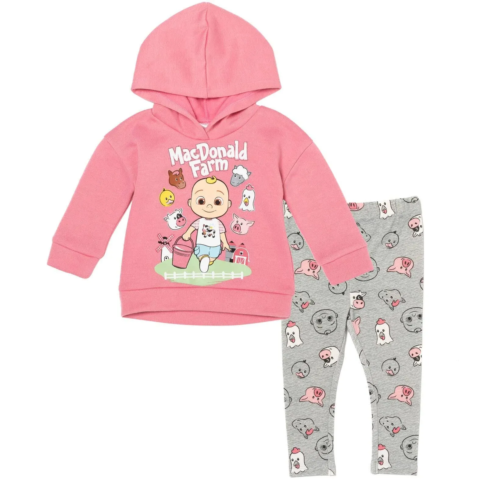 Cocomelon JJ Toddler Girls Pullover Fleece Hoodie and Leggings Outfit Set Gray ...