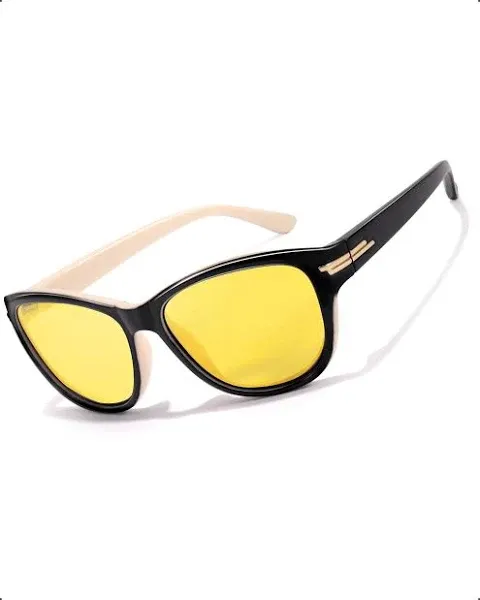 LVIOE Night Driving Glasses for Women Men Anti Glare Polarized Yellow Night Visi