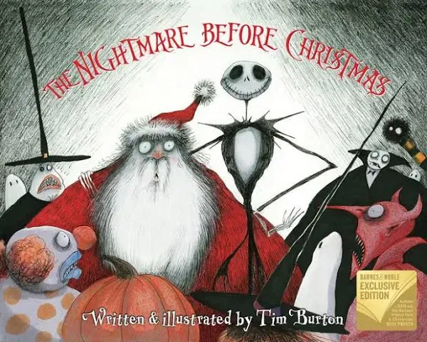 Exclusive Nightmare Before Christmas Book by Burton w/ Bonus DVD &amp; Mini Prints