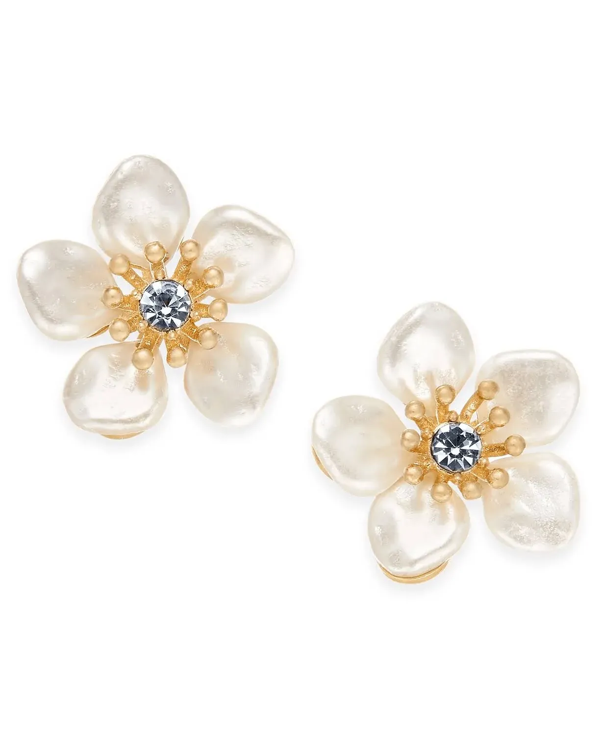 Lonna & Lilly Gold Tone White Flower Stud Earrings