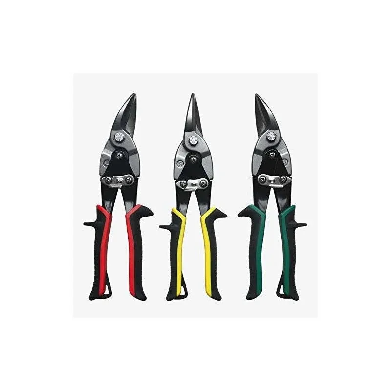 Metal Shears Aviation Snip Set 3 Pack Tin Snips Cutters Left Right And Straight 