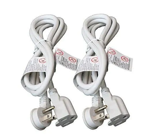 FIRMERST 10ft 1875W Low Profile Flat Extension Cord 14/3 White 2-Pack