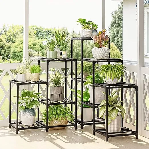 Bamworld Plant Stand Indoor Outdoor Tall 5-Tier Corner Plant Shelf 13 Potted Flower Shelves Wooden Plant Stands Garden Wood Plant Holder Rack for Living Room Balcony Patio Decor Gifts for Women Mom