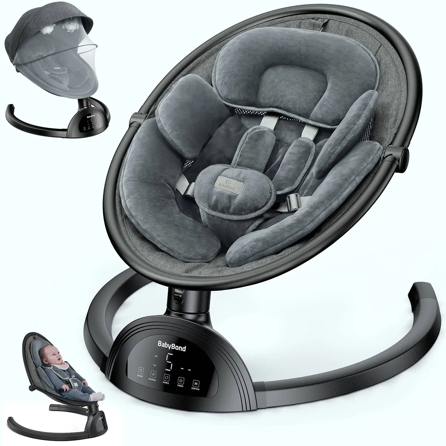 Baby Swings for Infants, BabyBond Bluetooth Infant Swing with Music Speaker with ...