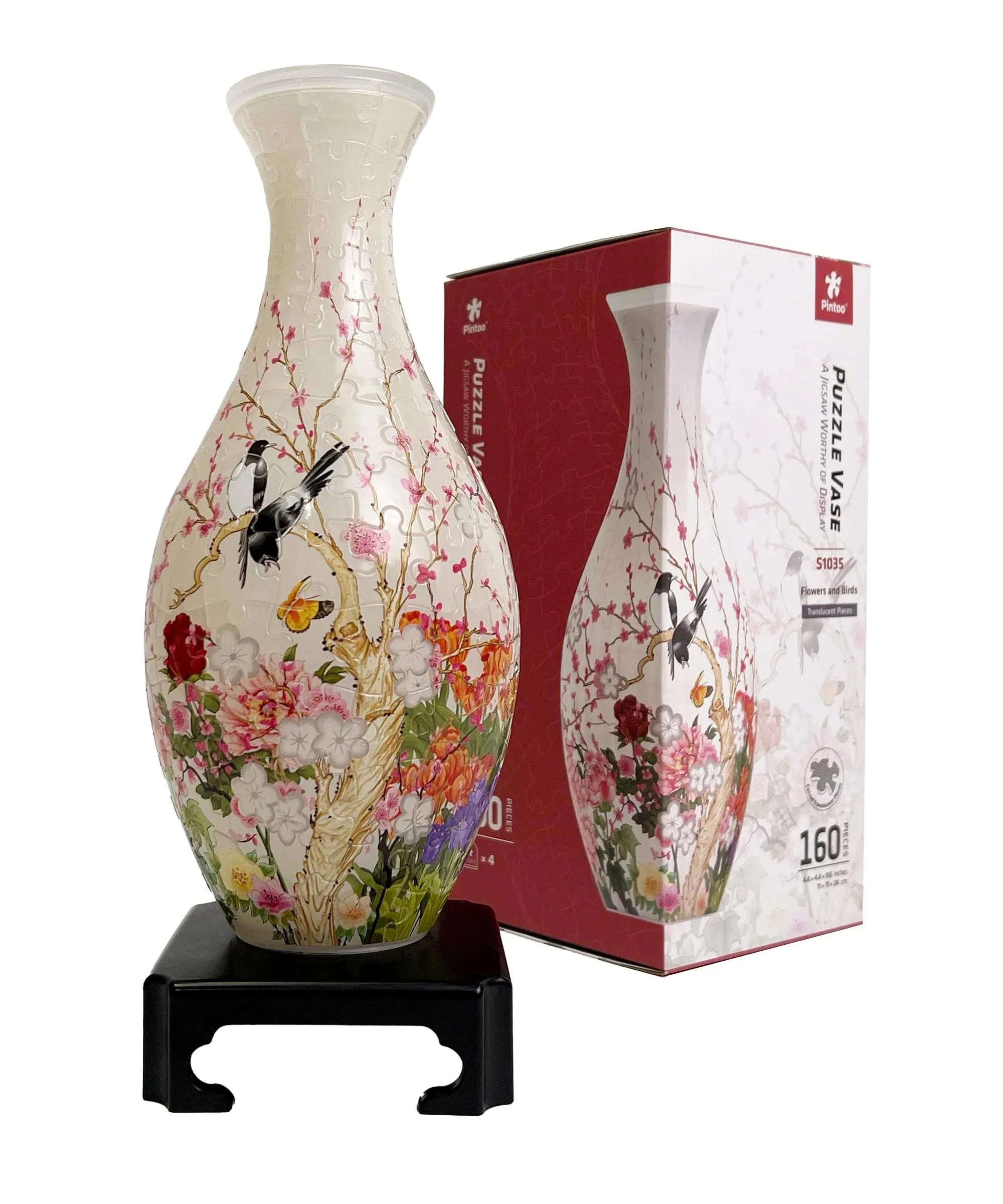 Pintoo 3D Puzzle Vase Unique Flower Vase Made by 160 Curved Plastic Puzzle Pieces ...