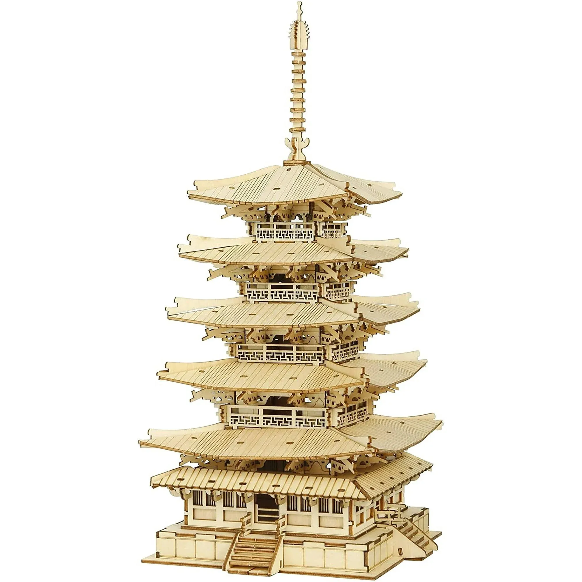 Robotime Wooden 3D Puzzle Model Making Kit &#034;Horyuji-Templ<wbr/>e Five-Storied Pagoda&#034;