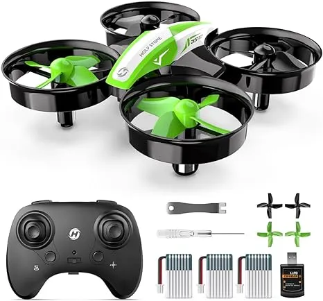 Holy Stone Kid Toys Mini RC Drone for Beginners Adults, Indoor Outdoor Quadcopter Plane for Boys Girls with Auto Hover, 3D Flip, 3 Batteries, Headless Mode, Xmas Toddler Gift, Green