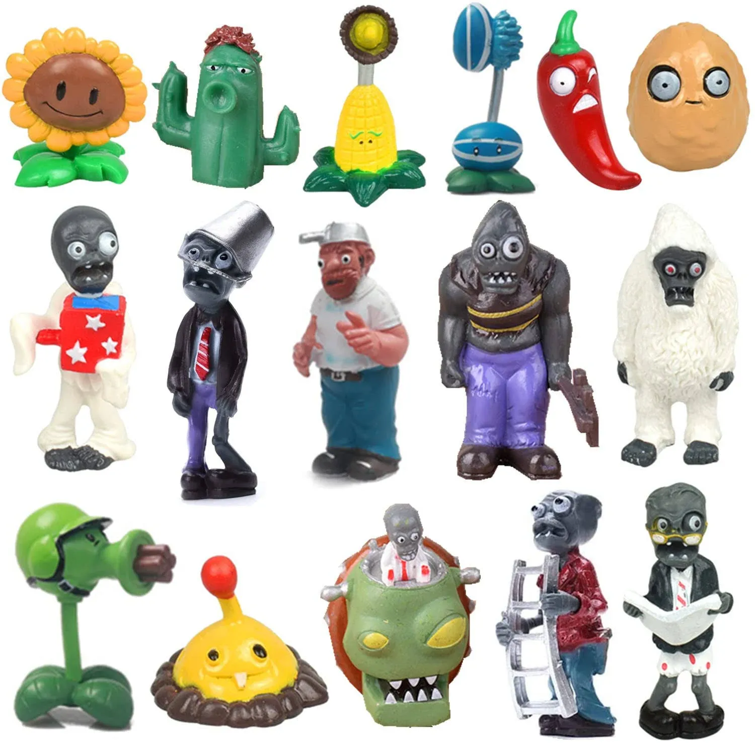 JHESAO 16 Pcs Plants Pvz Toys Set Zombies Figurines Series Pvz Plush PVC Toys New ...