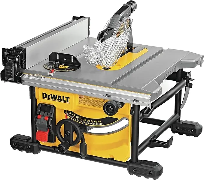 DEWALT Table Saw for Jobsite, Compact, 8-1/4-Inch with Lightweight Protective Safety Glasses (DWE7485 & DPG52-1C)