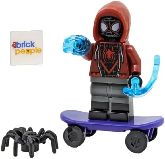 LEGO Superheroes Spider-Man: Miles Morales Minifigure with Skateboard, Web Blasts and Cape